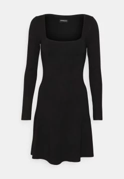 Even&Odd Eckiger Ausschnitt Mini Strickkleid - Gebreide Jurk - Black -Even&Odd 02fc65678b964a74a7f8ac609f600649