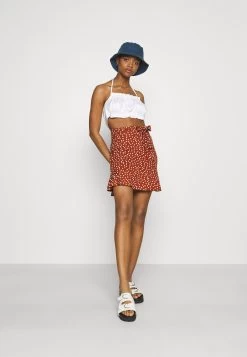 Even&Odd Mini Skirt With Volant - A-Lijn Rok - Brown/White -Even&Odd 1eddfcf5a21d49e28351882f4a120749