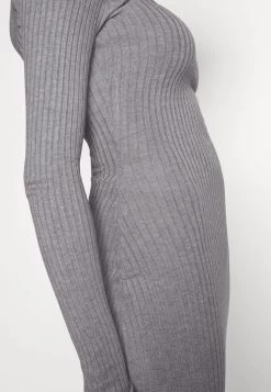 Even&Odd V Ausschnitt Ripp Mini Strickkleid - Etui-Jurk -Mottled Grey -Even&Odd 1f8fbb2a76bf4ee2b83734e82cbffa23