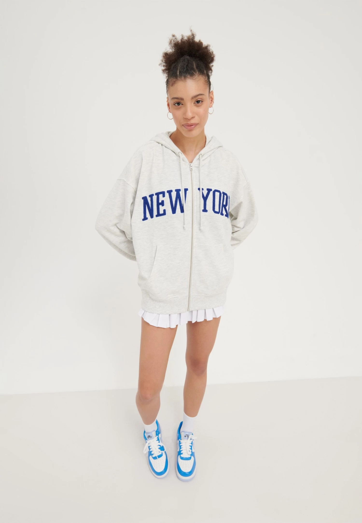 Even&Odd Sweater Met Rits - Mottled Light Grey 3 Even&Odd Sweater Met Rits - Mottled Light Grey