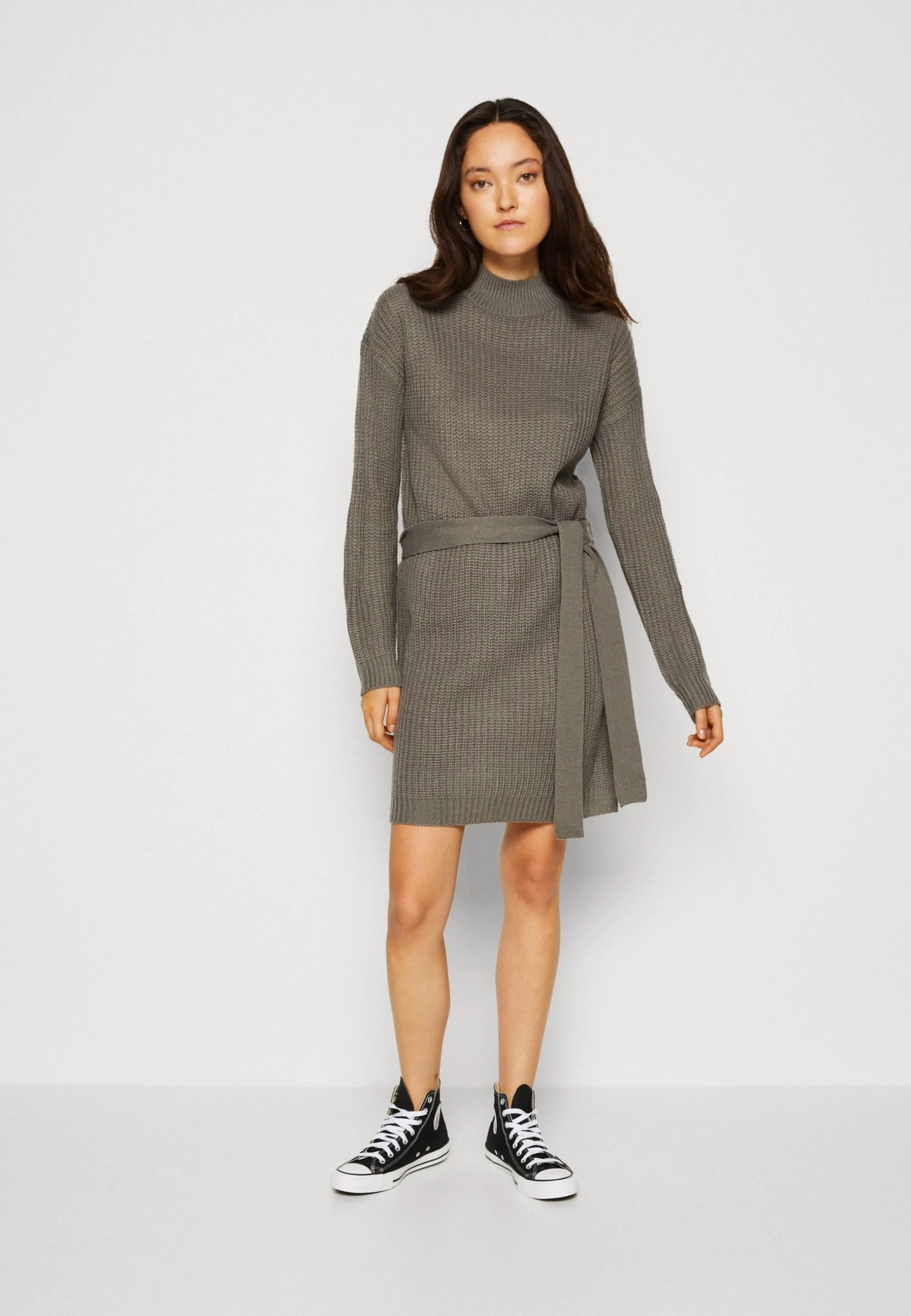 Even&Odd Loose High Neck Dress- Gebreide Jurk - Dark Grey 4 Even&Odd Loose High Neck Dress- Gebreide Jurk - Dark Grey - Afbeelding 2