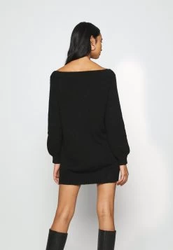 Even&Odd Schulterfrei Mini Strickkleid - Gebreide Jurk - Black -Even&Odd 39fdbef1f9894bc9b4fba3f15fd1beeb