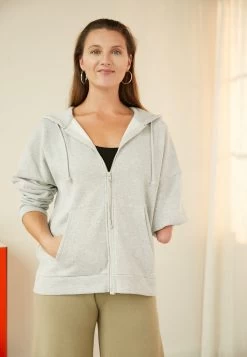 Even&Odd Sweater Met Rits - Mottled Grey
