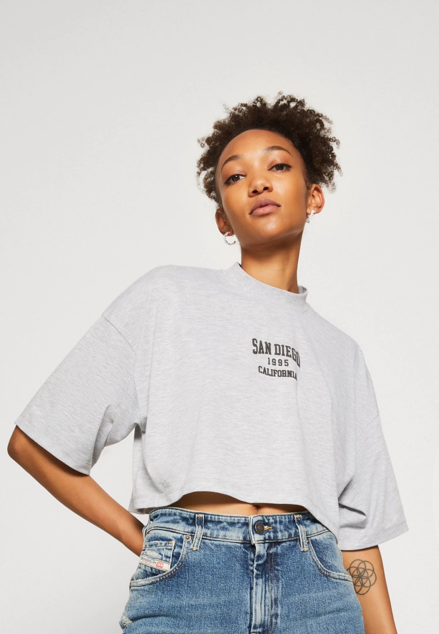 Even&Odd T-Shirt Print - Mottled Light Grey 6 Even&Odd T-Shirt Print - Mottled Light Grey - Afbeelding 4