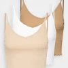 Even&Odd Strappy Lettuce Crop 3 Pack - Top - White/Beige/Brown -Even&Odd 65308b5b866840af9ed3b29e8eb8cbde