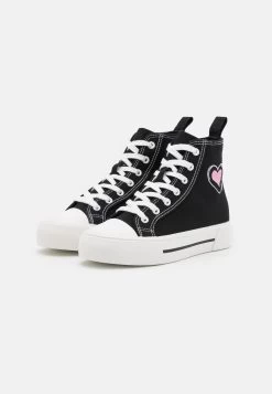 Even&Odd Love - Sneakers Hoog - Black/Pink -Even&Odd 851d25aee7f54a65add9c266203ec9f8