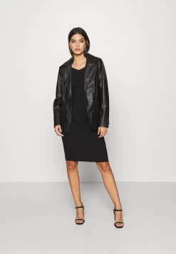 Even&Odd V Ausschnitt Ripp Mini Strickkleid - Etui-Jurk - Black -Even&Odd 9ca48da5fd44488e81715dbeb81097e0