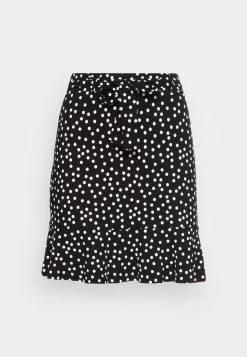 Even&Odd Mini Skirt With Volant - A-Lijn Rok - Black/White -Even&Odd bd7fd1ad95854f88a1dda94dc4ff9636
