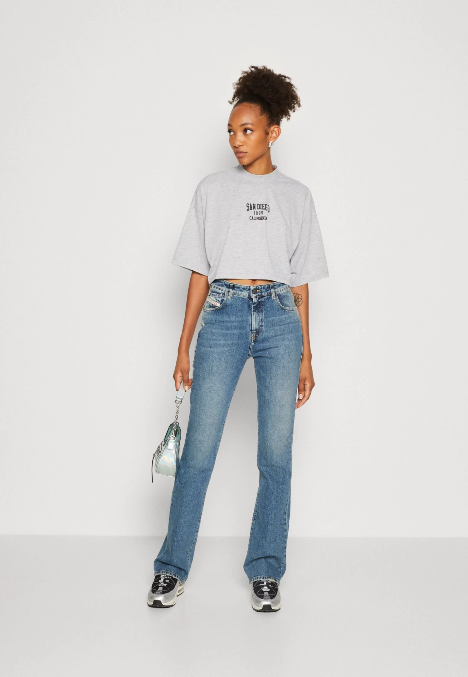 Even&Odd T-Shirt Print - Mottled Light Grey 4 Even&Odd T-Shirt Print - Mottled Light Grey - Afbeelding 2