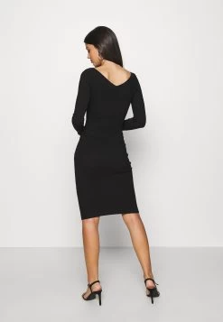 Even&Odd V Ausschnitt Ripp Mini Strickkleid - Etui-Jurk - Black -Even&Odd d7862015ee3f47a9acd606643f06005b