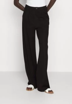 Business Casual Wide Legs With Front Pleats- Broek - Black