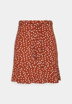Even&Odd Mini Skirt With Volant - A-Lijn Rok - Brown/White -Even&Odd eccf33f5c38649bf89100d9c33a2164b