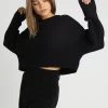 Even&Odd Cropped Jumper - Trui - Black -Even&Odd fd3bd6122f154dad894d971b813e9d0b